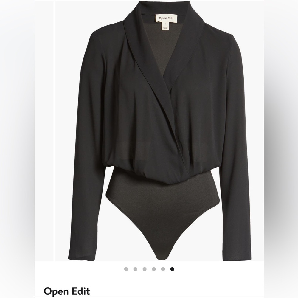 Open Edit V Cut Black Bodysuit Blouse Thong Brand New W/O Tags